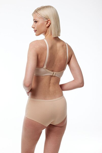 Malabadi Nude Colored Big Size Gathering Non-Padded Covered Women's Bra 814