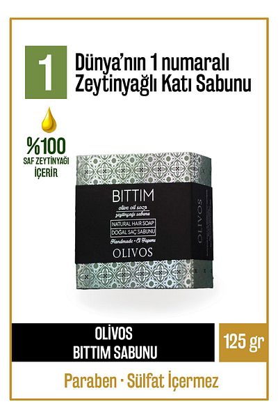 Olivos Natural Bıttım and Olive Oil Solid Soap Bıttımlı Hand Soap Intensive Moisturizing 125 gr