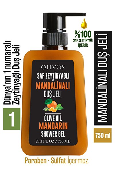 Olivos %100 Doğal Mandalina Ve Zeytinyağlı Banyo Ve Duş Jeli Kuru Cilt Nemlendirici Ve Besleyici 750 ml