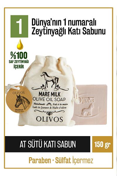 Olivos Natural Horse Milk and Olive Oil Solid Soap Horse Milk Hand Soap Intensive Moisturizing Pouch Gift 150 gr