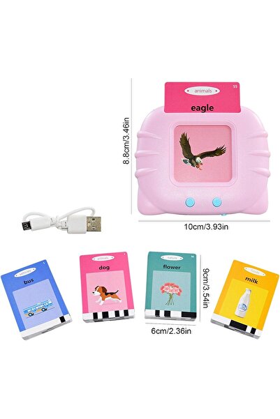 Streak Ingilizce Erken Eğitim Kartı 224 Adet Flash Sesli Konuşan Kartlar - Pembe Renk