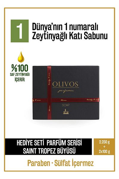 Olivos Perfume Series Saint Tropez Scented Olive Oil Solid Soap Gift Package 2 Pieces 250 gr 2 Pieces 100 gr
