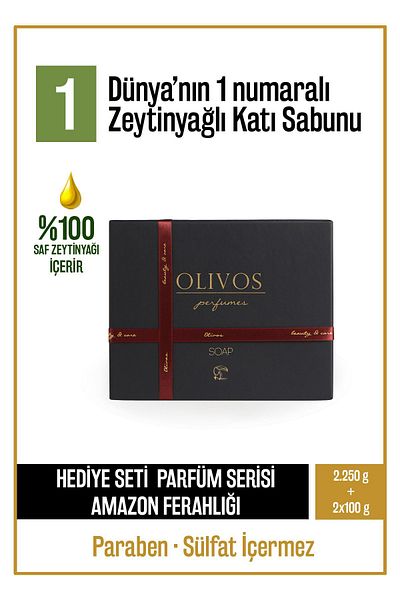 Olivos Perfume Series Amazon Freshness Scented Olive Oil Solid Soap Gift Package 2 Pieces 250 Gr + 2 Pieces 100 Gr