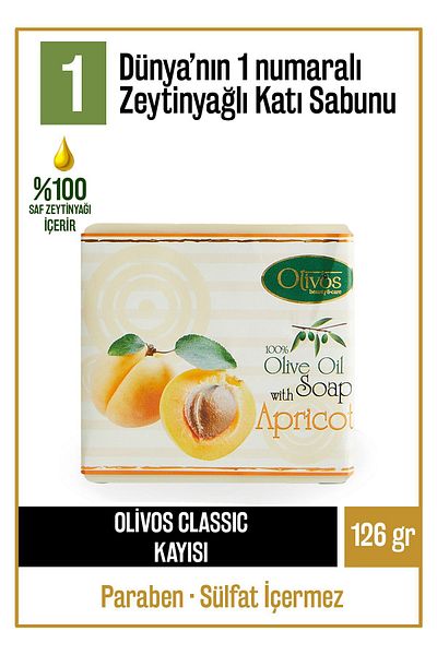 Olivos Classic Apricot and Olive Oil Solid Soap Apricot Olive Oil Hand Soap Intensive Moisturizing 126 gr