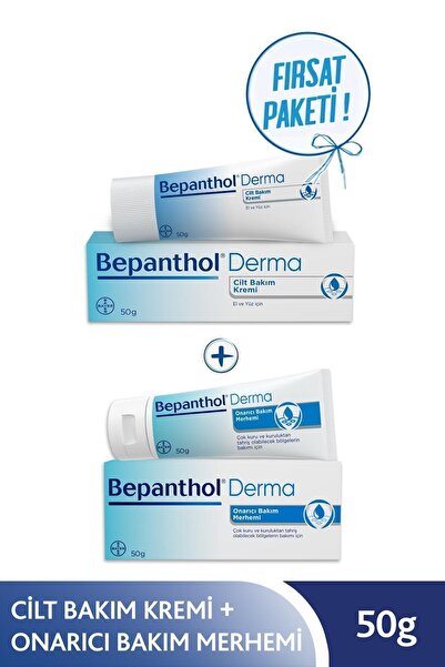 Bepanthol Onarıcı Bakım Merhemi 50g& Cilt Kremi 50g, Günlük Yüz Bakım, Günlük Vücut Bakım, Yoğun Nemlendirici