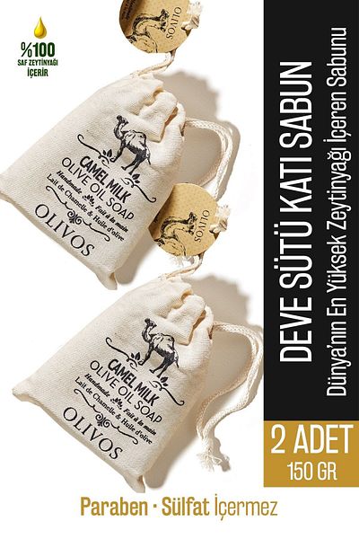 Olivos 150 Gr Natural Camel Milk and Olive Oil Solid Soap - 2 Gifts