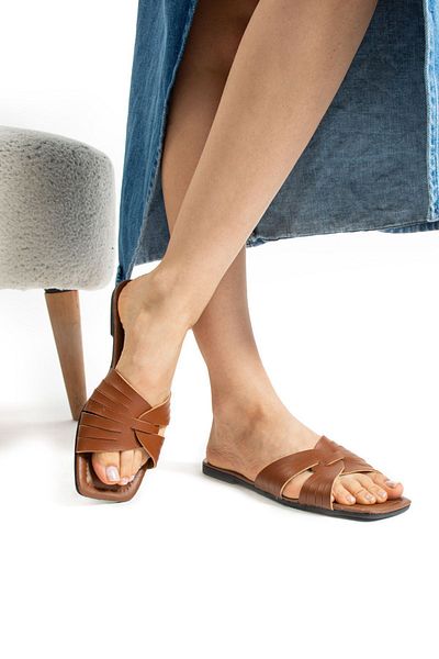 MY MİA MODA Tan Women - Daily Comfort Summer Slippers