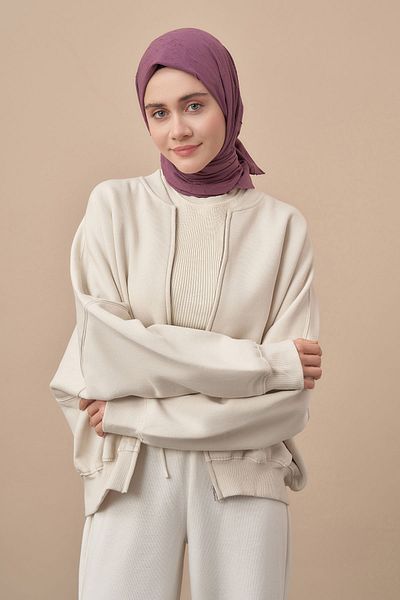 ARMANDA Plum Patterned Bamboo Kraş Scarf