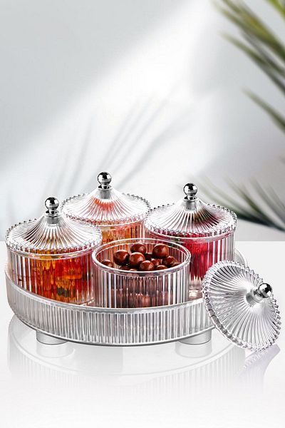 Kavi Entegre Plastik 5 Pieces (4 Storage Containers, 1 Tray) Breakfast Set