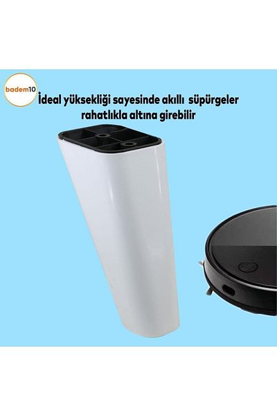 Badem10 Linden Luxury Furniture - Unitate TV albă de 14 cm, noptieră și picioare fotoliu