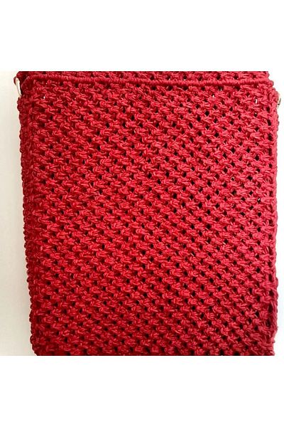 Uretti Nuray 6496 - Geantă roșie cu blocare din macrame