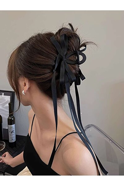 Efna Store أشرطة من الساتان الأسود - مشبك مزلاج مزدوج الجوانب مقاس 8 سم