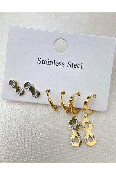 G Sport POLO Steel Colored Gold Earrings with Infinity Figure