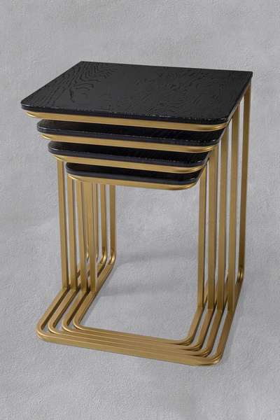 Veys Sehpa TEKERSİZ  - VEGAS ZİGON SEHPA  4 LÜ - GOLD  - SİYAH