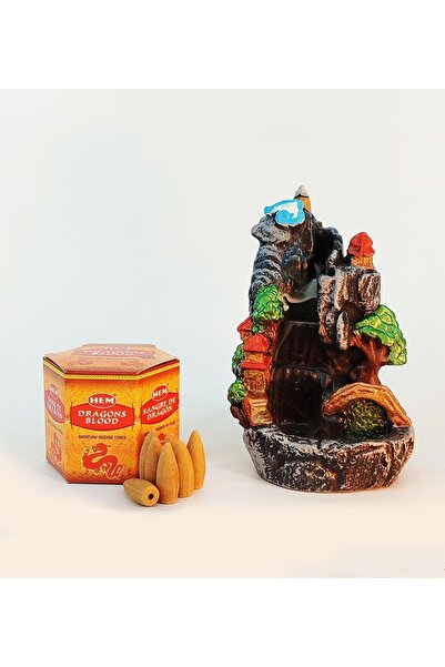 Hem 40 Adet Geri Akış Tütsü ve Şelale GeriAkış Tütsülük (Ejderha Kanı)