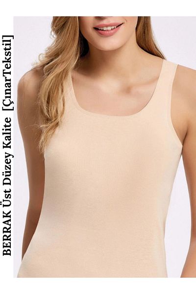 Berrak Boydandır Striped Wide Strap Cotton Undershirt