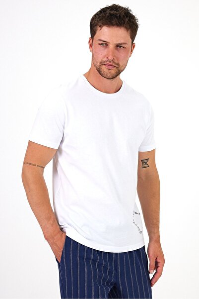 Soho Mood Λευκό T-Shirt Crew Neck - 100% βαμβάκι, με στάμπα