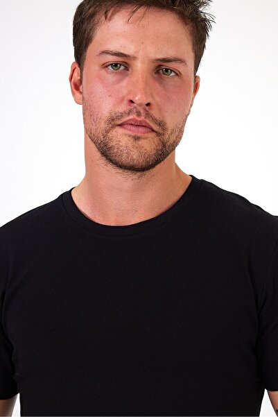 Soho Mood Ανδρικό μπλουζάκι από οργανικό βαμβάκι Crew Neck Regular Fit Basic μαύρο