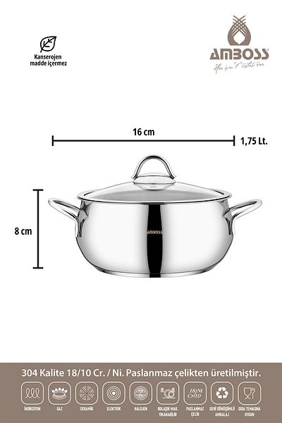 Amboss Stone Stainless Steel Induction Base 8 Piece Cookware Set