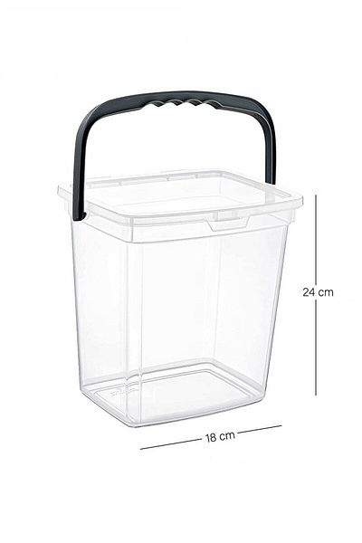 Meleni Home 6 Lt Detergent Storage Container with 4 Labels - Tablet Detergent Storage Box with Handle Transparent