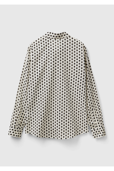 United Colors of Benetton Kadın Gri %100 Koton Desenli Gömlek