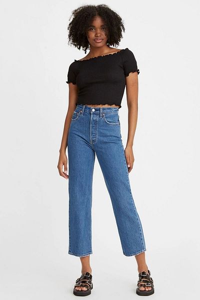 Levi's Blugi din bumbac cu talie înaltă, cu croiala dreaptă, PANTALONI JEANS A7743