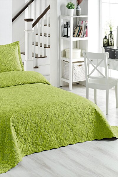 Örtüm Ivy Fıstık Yeşili Çift Kişilik Microfiber Kapitone Yatak Örtüsü