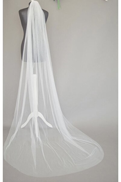 JetDukkan أوف وايت قطع بيضاوي 300 سم صدفي دريم تول حجاب كاتدرائية حجاب طويل