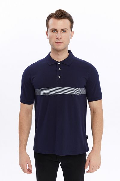Uniprom Navy Blue ReflecTive Men's Polo Collar T-shirt