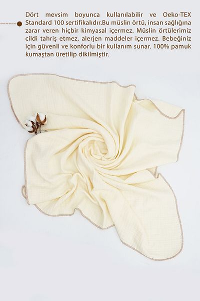 mordesign 4 Layer Muslin Baby Blanket - 100% Cotton, 80X100 Cm, Soft Series