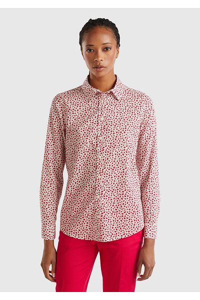 United Colors of Benetton Cămașă de damă cu model Red Mix 100% bumbac