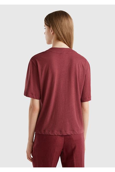 United Colors of Benetton Cardigan cu jumătate de mânecă cu decolteu în V din amestec de bumbac și in pentru femei