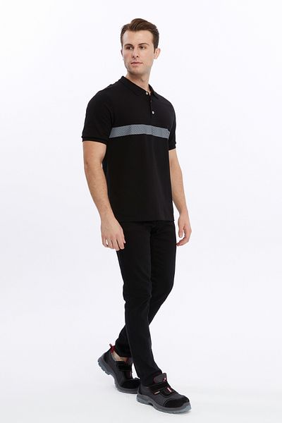 Uniprom Men's Black Polo Collar T-shirt - ReflecTive