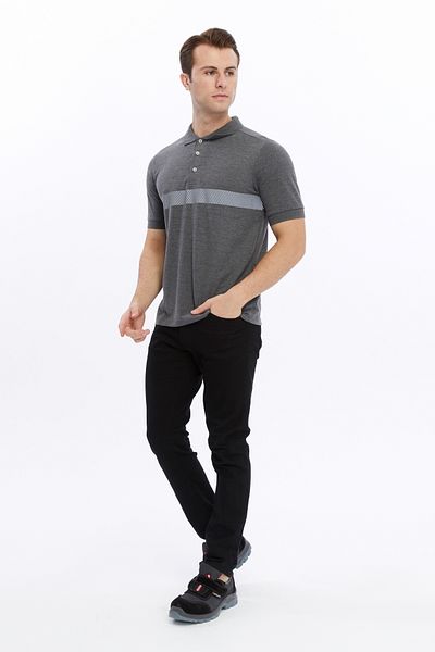 Uniprom Anthracite Melange Men's Polo Collar ReflecTive T-shirt