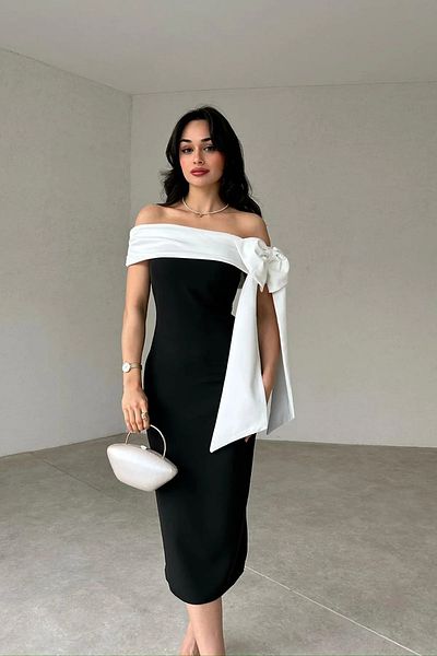 ALFUDO Moda Collection Φόρεμα Brıanna Διπλό Χρώμα Μίντι Ζώνη