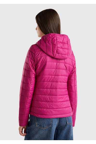 United Colors of Benetton Women's Fuchsia Recycled Polyester Padded Pufa Coat