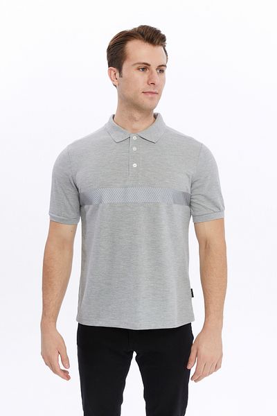Uniprom Gray Melange Men's Polo Collar ReflecTive T-shirt
