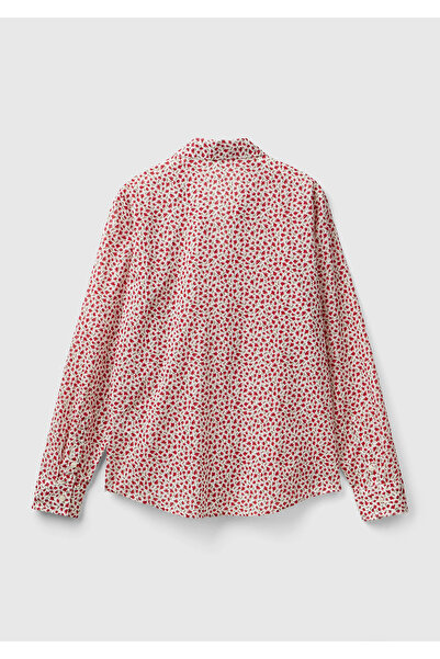 United Colors of Benetton Kadın Kırmızı Mix %100 Koton Desenli Gömlek