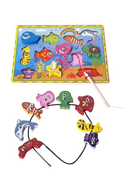 ERKA GÜMRÜKLEME Ahşap Mıknatıslı Balık Tutma Oyunu