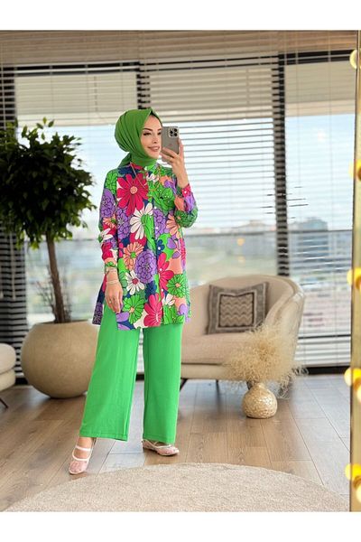 ALANURMODA Colorful Floral Patterned Tunic