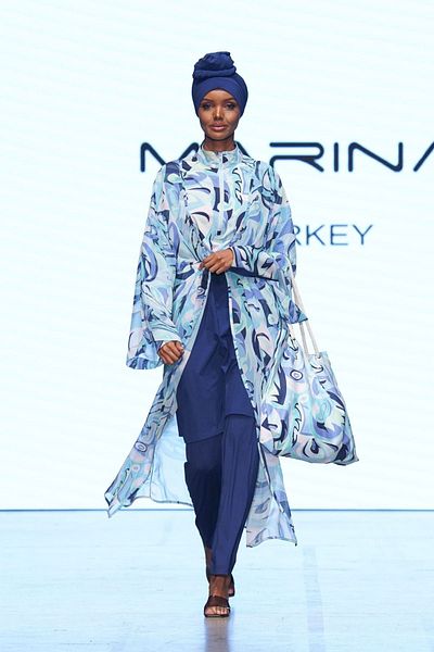Marina Navy Blue Full Covered Parachute Hijab Swimsuit - M2498