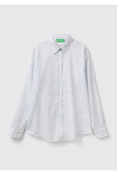 United Colors of Benetton Cămașă de damă cu model Koton albastru - 100% Koton