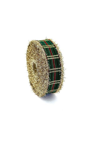 FANTASTIC KURDELE Gold Fringed Woven Christmas Ribbon (25mm Width - 10m Length)