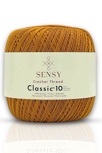 SENSY 100% Mercerized Cotton Classic Thread - Lace Thread, Giza Corn Cotton, Mustard