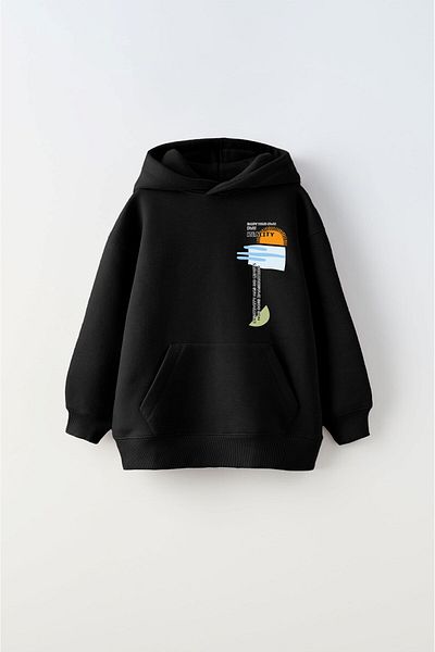 The Champ Clothing Детски унисекс суитшърт с качулка Polar Shape - черен принт
