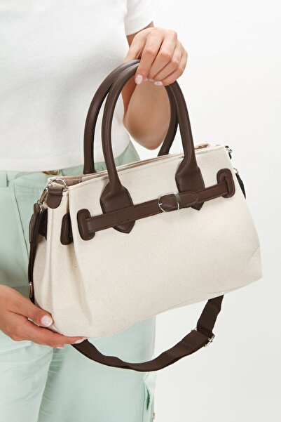 Newish Γυναικεία τσάντα ώμου καφέ καμβά