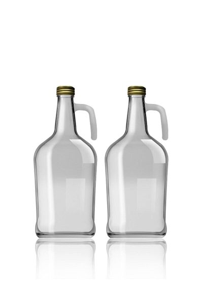 Paşabahçe Faya Home - 3 liter Glass Olive Oil, Vinegar and Wine Gallon with Handle Set of 2
