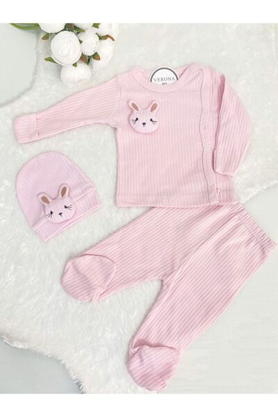 VERONA TARZ Baby Girl 3D Detailed 3-Piece Hospital Discharge Set Newborn Outf...