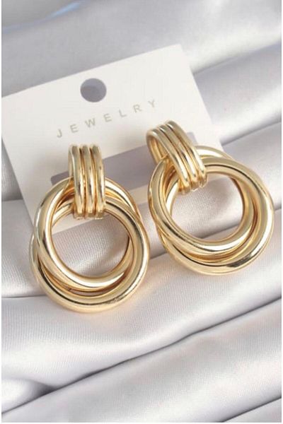 G Sport POLO Brass Gold Oval Model Earrings - InterlocKing