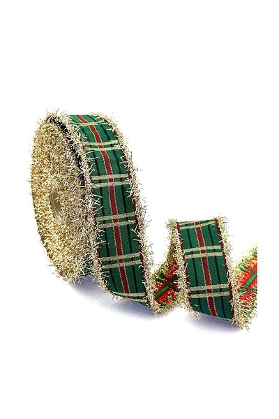 FANTASTIC KURDELE Gold Fringed Woven Christmas Ribbon (25mm Width - 10m Length)